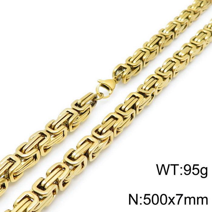 4/5/6/7/8mm PVD Plated Gold Byzantine Chain Necklace Stainless Steel - kalen