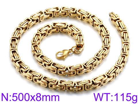 4/5/6/7/8mm PVD Plated Gold Byzantine Chain Necklace Stainless Steel - kalen