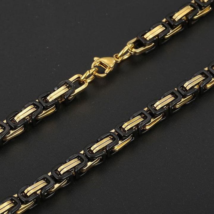 4/5/6/7/8mm PVD Plated Gold Byzantine Chain Necklace Stainless Steel - kalen