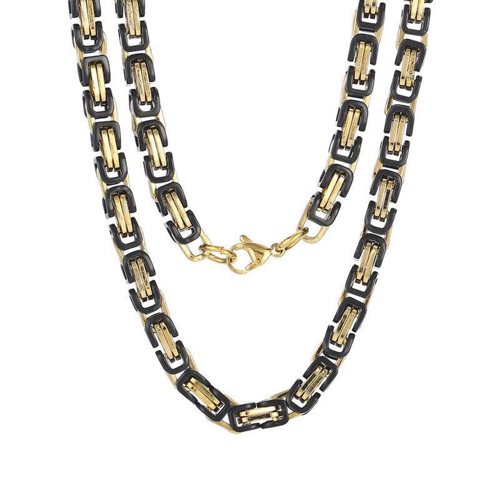 4/5/6/7/8mm PVD Plated Gold Byzantine Chain Necklace Stainless Steel - kalen