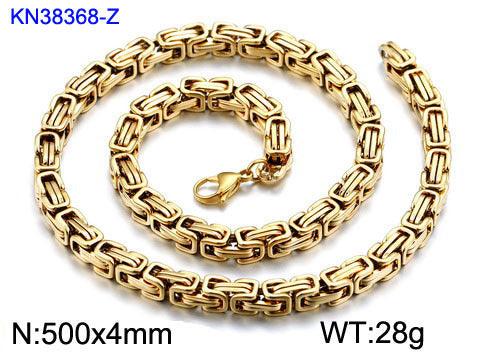 4/5/6/7/8mm PVD Plated Gold Byzantine Chain Necklace Stainless Steel - kalen