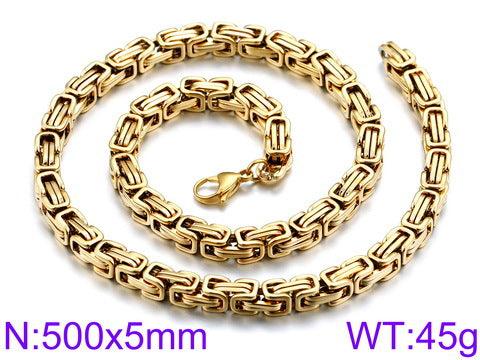 4/5/6/7/8mm PVD Plated Gold Byzantine Chain Necklace Stainless Steel - kalen