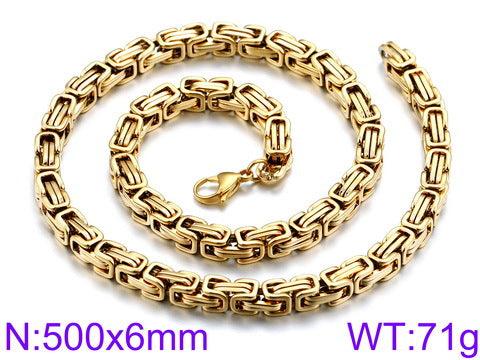 4/5/6/7/8mm PVD Plated Gold Byzantine Chain Necklace Stainless Steel - kalen