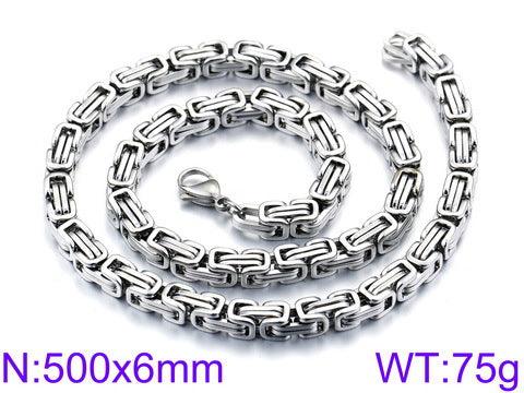 4/5/6/7/8mm Stainless Steel Byzantine Chain Necklace - kalen