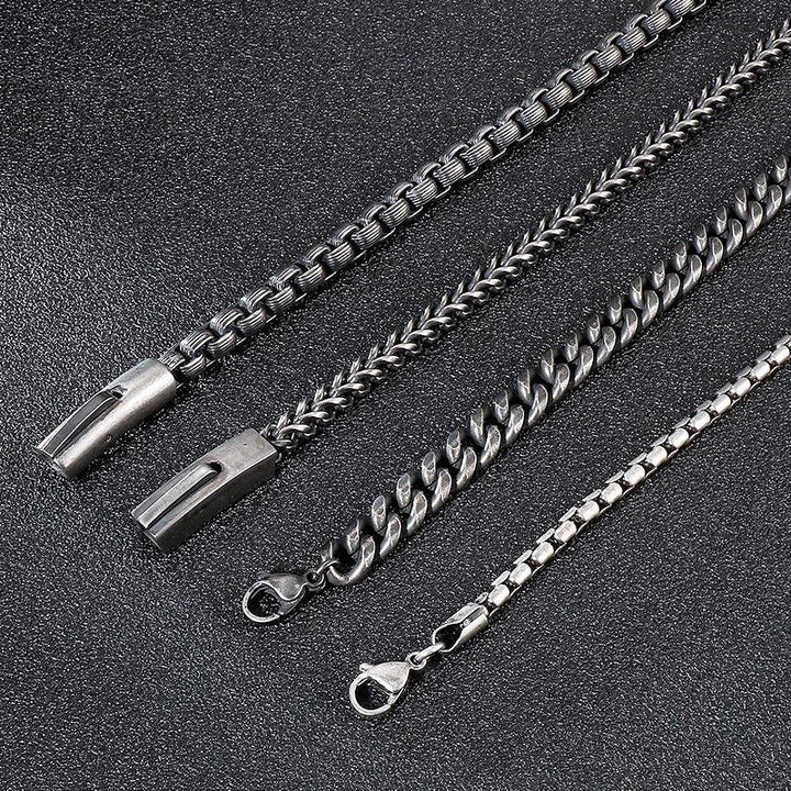 4/5/6/7mm Brushed Matte Box Franco 2-Side Cut Curb Cuban Chain Bracelet Necklace Set with Lobster Push Button Clap - kalen