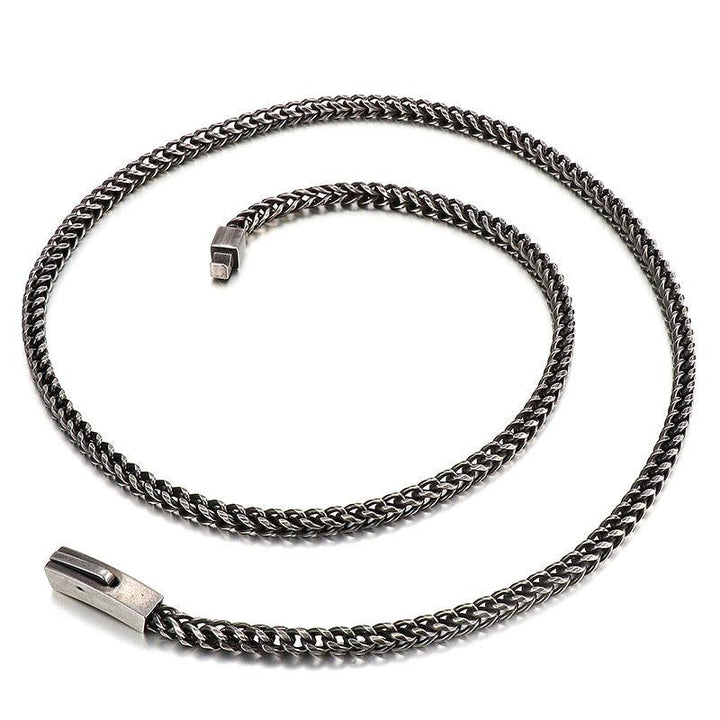 4/5/6/7mm Brushed Matte Box Franco 2-Side Cut Curb Cuban Chain Bracelet Necklace Set with Lobster Push Button Clap - kalen