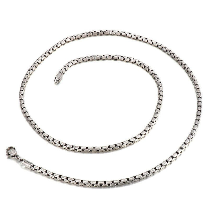 4/5/6/7mm Brushed Matte Box Franco 2-Side Cut Curb Cuban Chain Bracelet Necklace Set with Lobster Push Button Clap - kalen