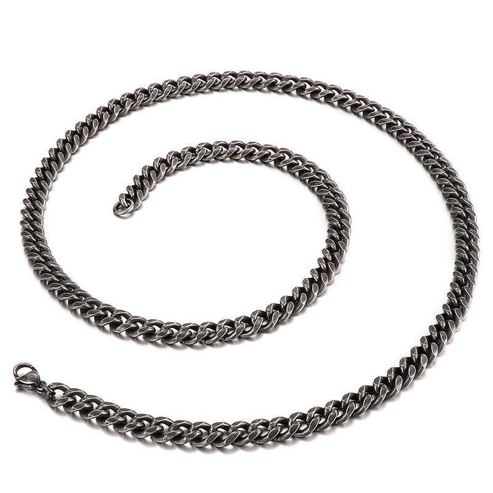 4/5/6/7mm Brushed Matte Box Franco 2-Side Cut Curb Cuban Chain Bracelet Necklace Set with Lobster Push Button Clap - kalen