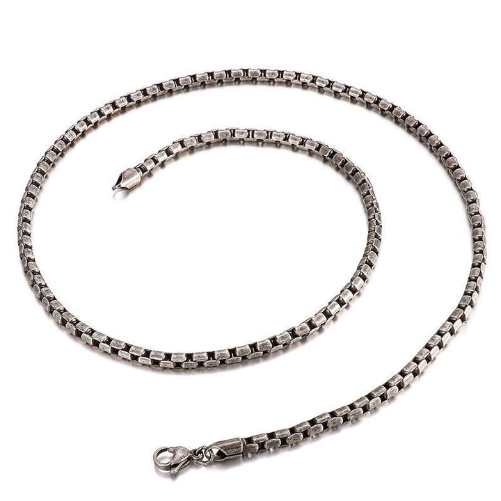 4/5/6/7mm Brushed Matte Box Franco 2-Side Cut Curb Cuban Chain Bracelet Necklace Set with Lobster Push Button Clap - kalen