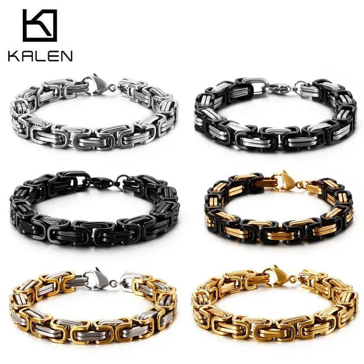 4/5/6/8mm Black Byzantine Chain Bracelet - kalen