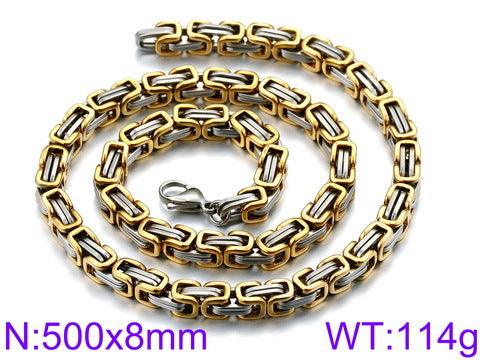 4/5/6/8mm Gold And Steel Byzantine Chain Necklace Stainless Steel - kalen