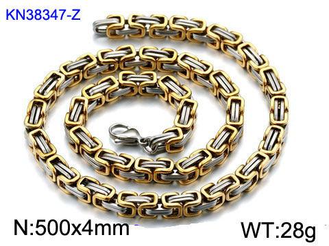 4/5/6/8mm Gold And Steel Byzantine Chain Necklace Stainless Steel - kalen