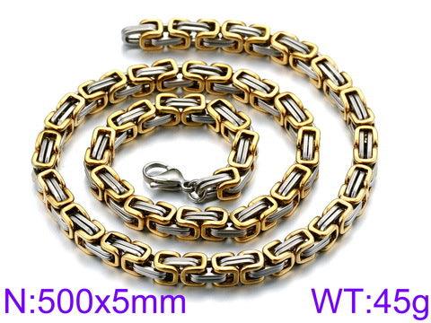 4/5/6/8mm Gold And Steel Byzantine Chain Necklace Stainless Steel - kalen