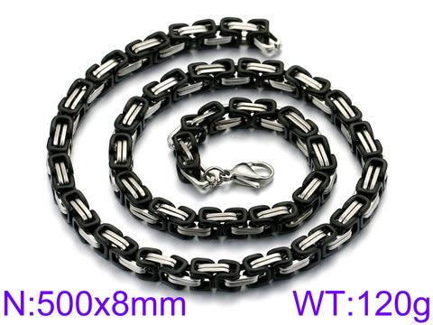 4/5/6/8mm Steel And Black Byzantine Chain Necklace Stainless Steel - kalen