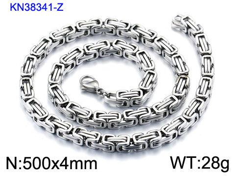 4/5/6/8mm Steel And Black Byzantine Chain Necklace Stainless Steel - kalen