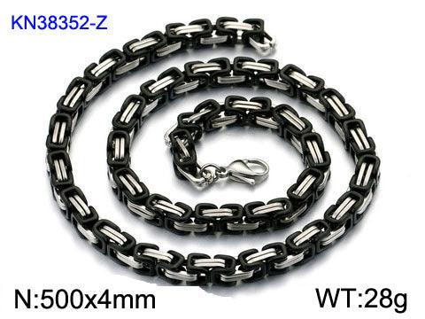 4/5/6/8mm Steel And Black Byzantine Chain Necklace Stainless Steel - kalen