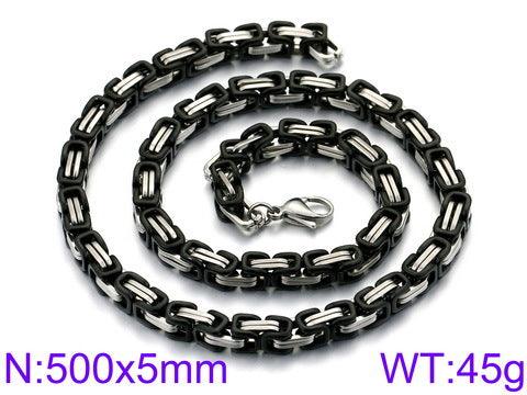 4/5/6/8mm Steel And Black Byzantine Chain Necklace Stainless Steel - kalen