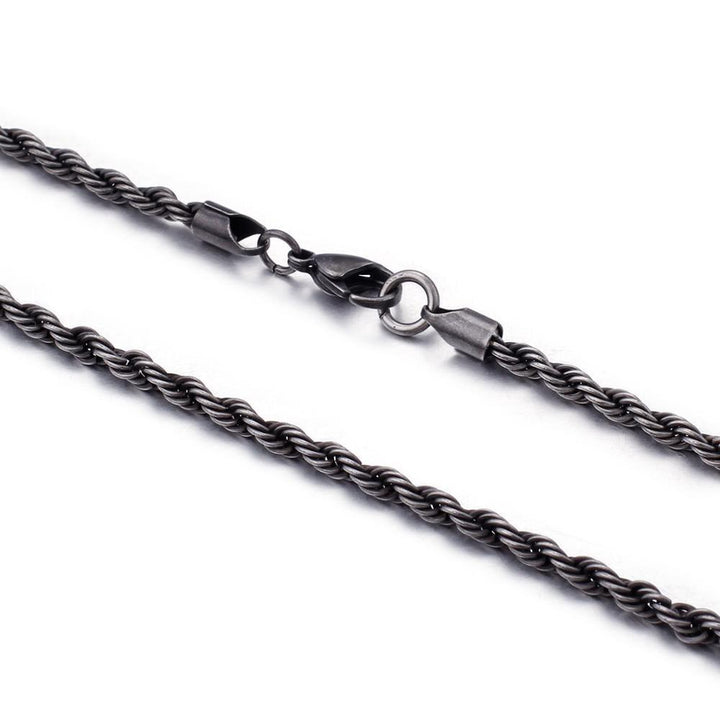 KALEN 4/5mm Stainless Steel Long Rope Twisted Chain Vintage Black Necklace For Men's Jewelry.