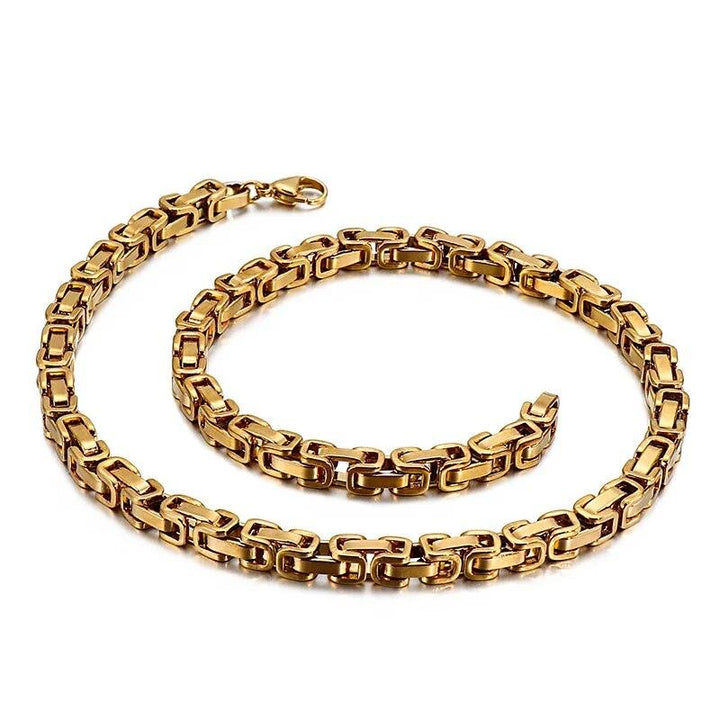 4/6/8mm PVD Gold Byzantine Chain Necklace Stainless Steel - kalen