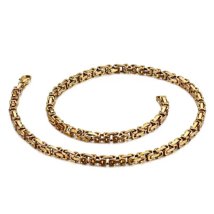 4/6/8mm PVD Gold Byzantine Chain Necklace Stainless Steel - kalen