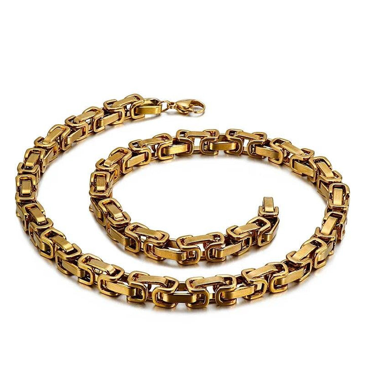 4/6/8mm PVD Gold Byzantine Chain Necklace Stainless Steel - kalen