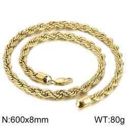 4/6/8mm Twist Rope Chain Necklaces Stainless Steel PVD Gold Black Plated - kalen