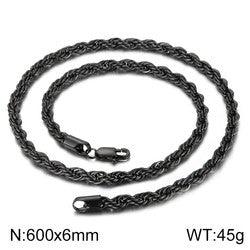 4/6/8mm Twist Rope Chain Necklaces Stainless Steel PVD Gold Black Plated - kalen