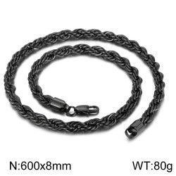 4/6/8mm Twist Rope Chain Necklaces Stainless Steel PVD Gold Black Plated - kalen