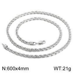 4/6/8mm Twist Rope Chain Necklaces Stainless Steel PVD Gold Black Plated - kalen