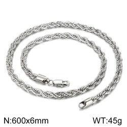 4/6/8mm Twist Rope Chain Necklaces Stainless Steel PVD Gold Black Plated - kalen