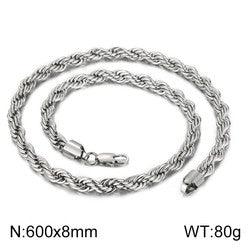 4/6/8mm Twist Rope Chain Necklaces Stainless Steel PVD Gold Black Plated - kalen