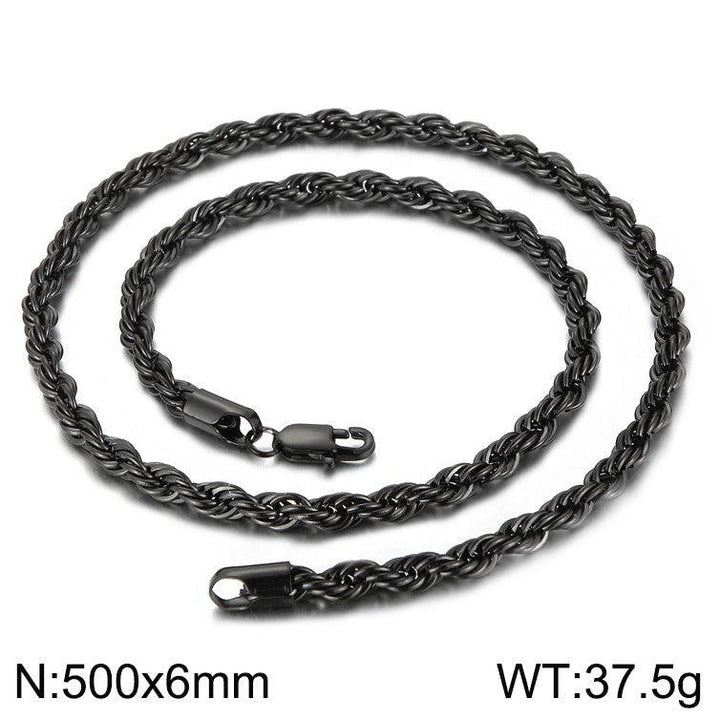 4/6/8mm Twist Rope Chain Necklaces Stainless Steel PVD Gold Black Plated - kalen