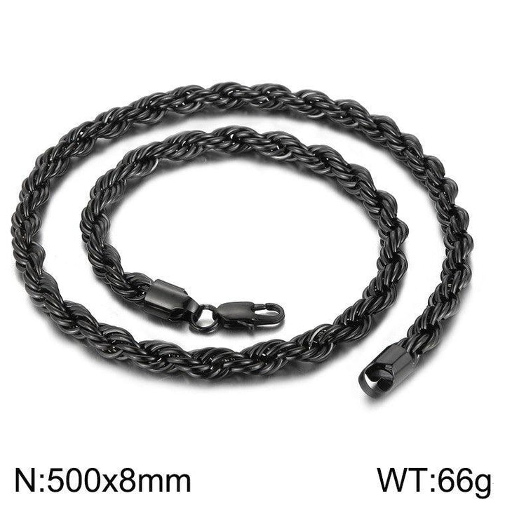 4/6/8mm Twist Rope Chain Necklaces Stainless Steel PVD Gold Black Plated - kalen