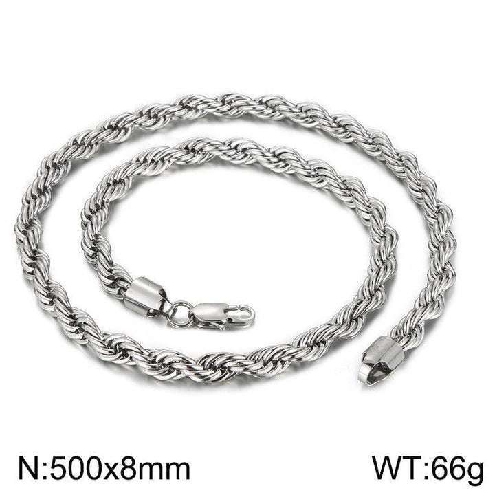 4/6/8mm Twist Rope Chain Necklaces Stainless Steel PVD Gold Black Plated - kalen