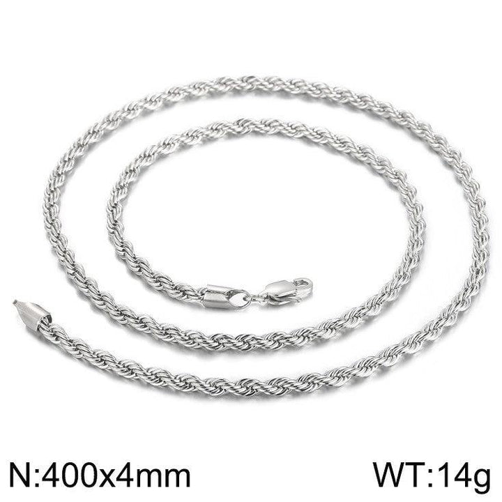 4/6/8mm Twist Rope Chain Necklaces Stainless Steel PVD Gold Black Plated - kalen