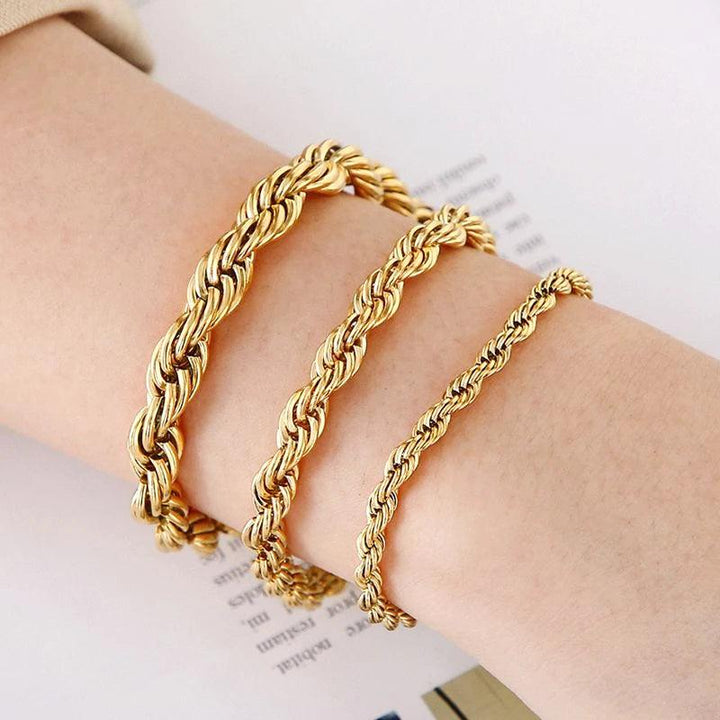 4/6/8mm Twisted Rope Link Chain Stainless Steel Bracelets For Men Women - kalen