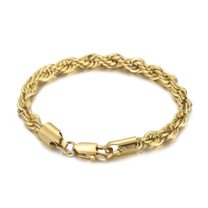 4/6/8mm Twisted Rope Link Chain Stainless Steel Bracelets For Men Women - kalen