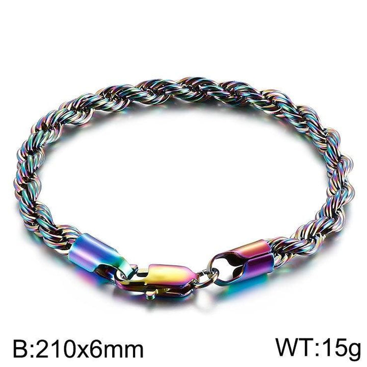 4/6/8mm Twisted Rope Link Chain Stainless Steel Bracelets For Men Women - kalen
