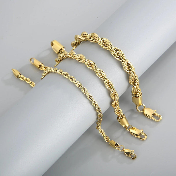 4/6/8mm Twisted Rope Link Chain Stainless Steel Bracelets For Men Women - kalen