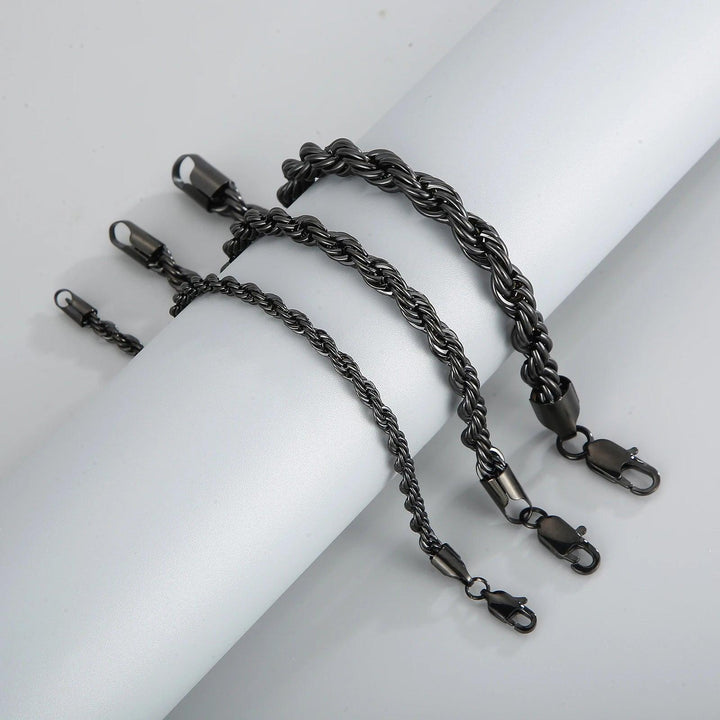 4/6/8mm Twisted Rope Link Chain Stainless Steel Bracelets For Men Women - kalen