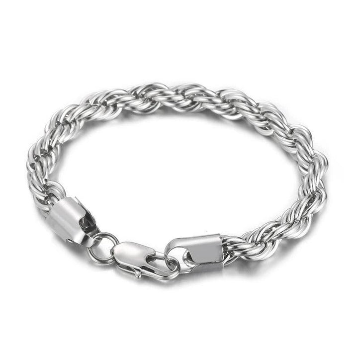 4/6/8mm Twisted Rope Link Chain Stainless Steel Bracelets For Men Women - kalen