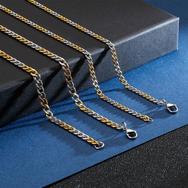 4/5mm Gold Steel Polished Miami Cuban Link Chain Necklace With Lobster Clap - kalen