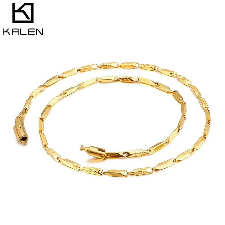 4mm Slub Chain Necklace Stainless Steel Jewelry - kalen