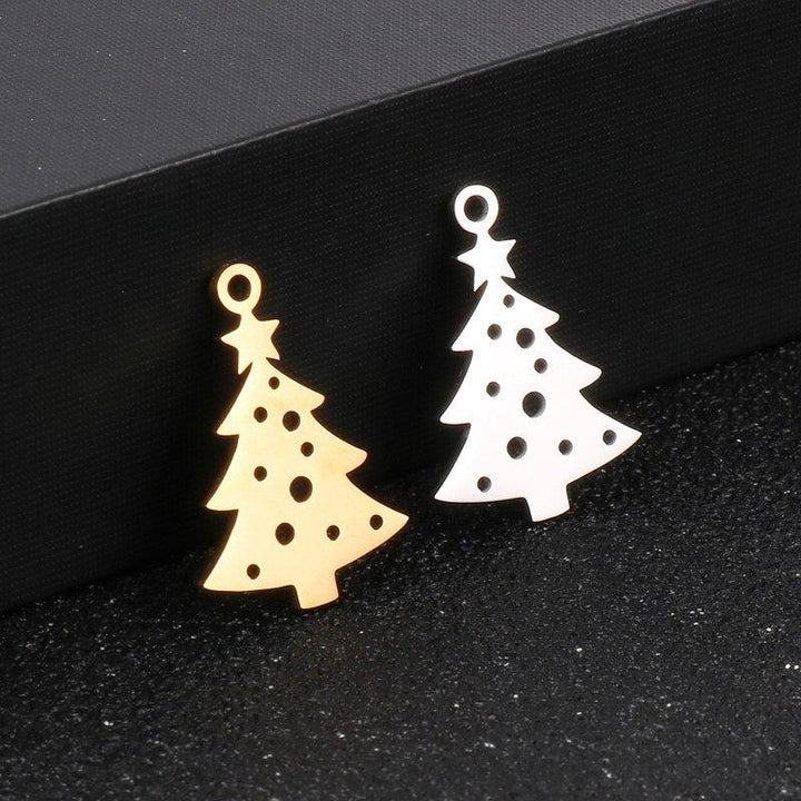 5 Pcs Stainless Steel Snowflake / Tree Connector Ladies Gift DIY Jewelry Accessories Necklace Pendant Christmas Decoration.