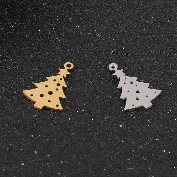 5 Pcs Stainless Steel Snowflake / Tree Connector Ladies Gift DIY Jewelry Accessories Necklace Pendant Christmas Decoration.