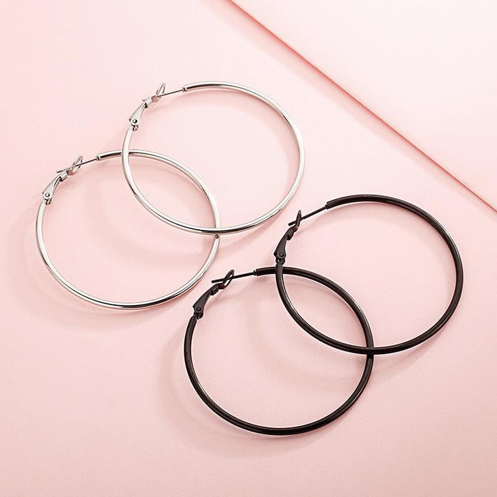 50mm Stainless Steel Circle Hoop Earrings - kalen