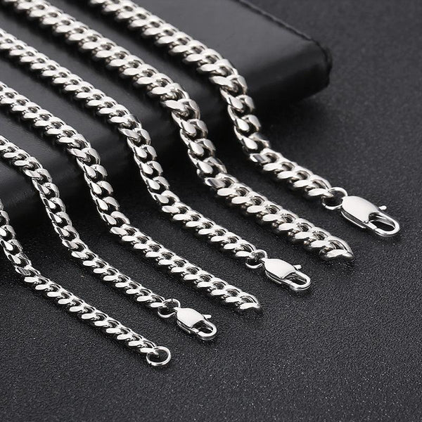 5/6/8mm Cuban Link Chain Stainless Steel Jewelry Necklaces - kalen