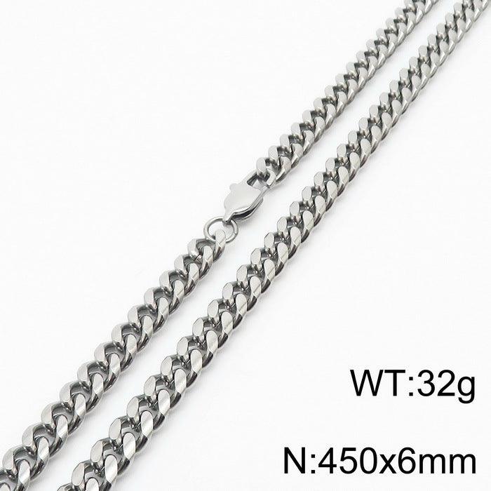 5/6/8mm Polished Miami Cuban Chain Necklace with Lobster Clap - kalen