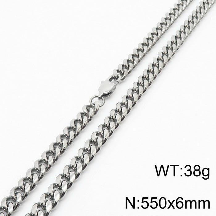 5/6/8mm Polished Miami Cuban Chain Necklace with Lobster Clap - kalen