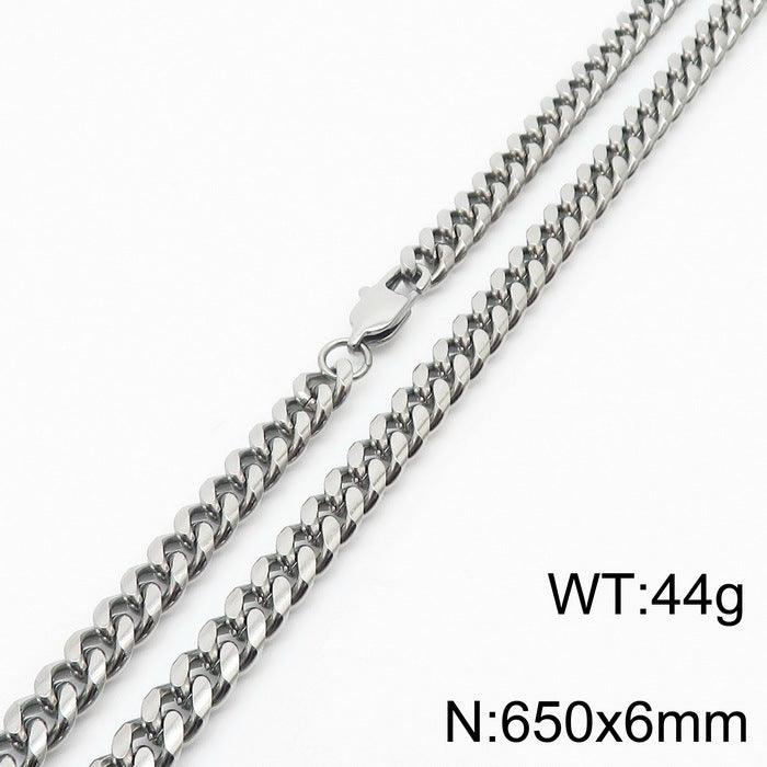 5/6/8mm Polished Miami Cuban Chain Necklace with Lobster Clap - kalen